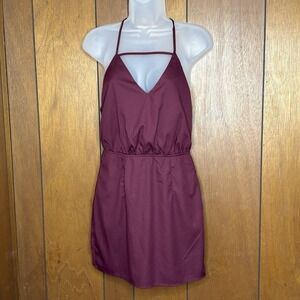 TOBI Dress Women S Burgundy‎ Halter Mini Backless Y2K Fairy Coquette Date Night
